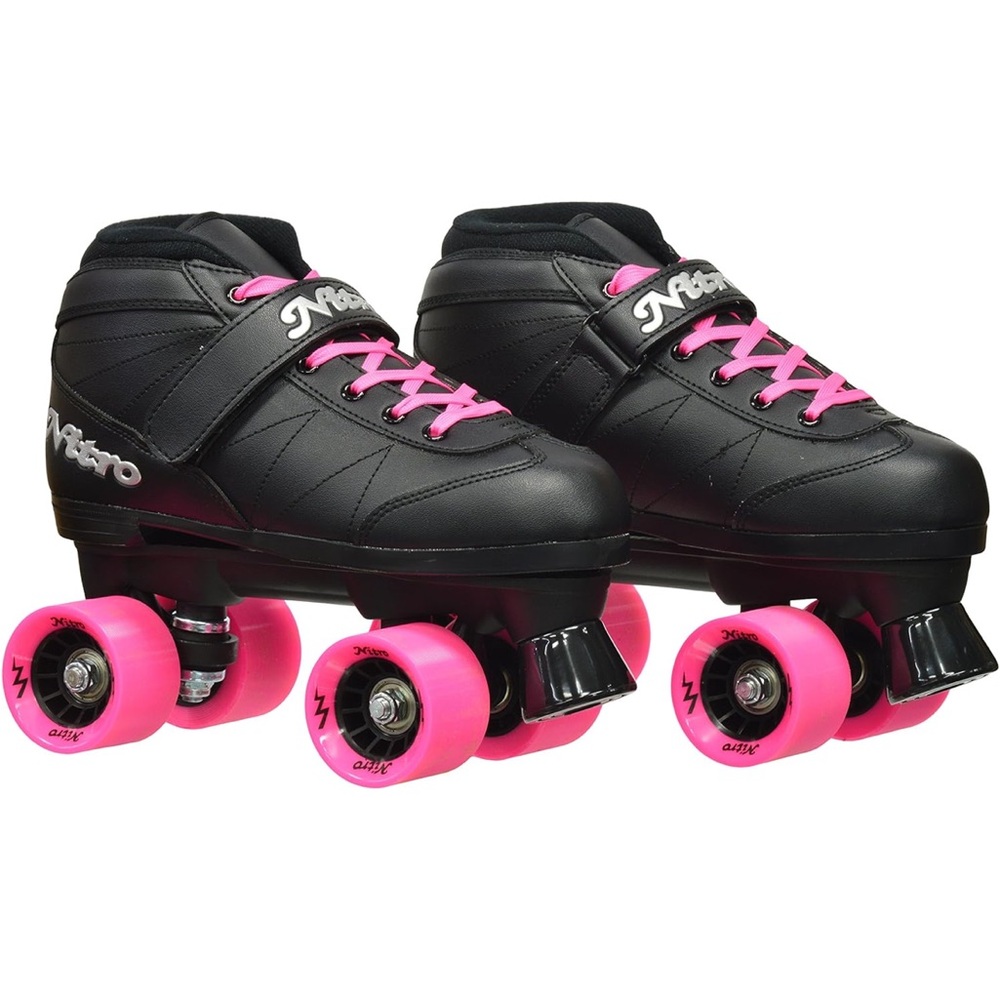 Black and Pink Roller Skates with Bag